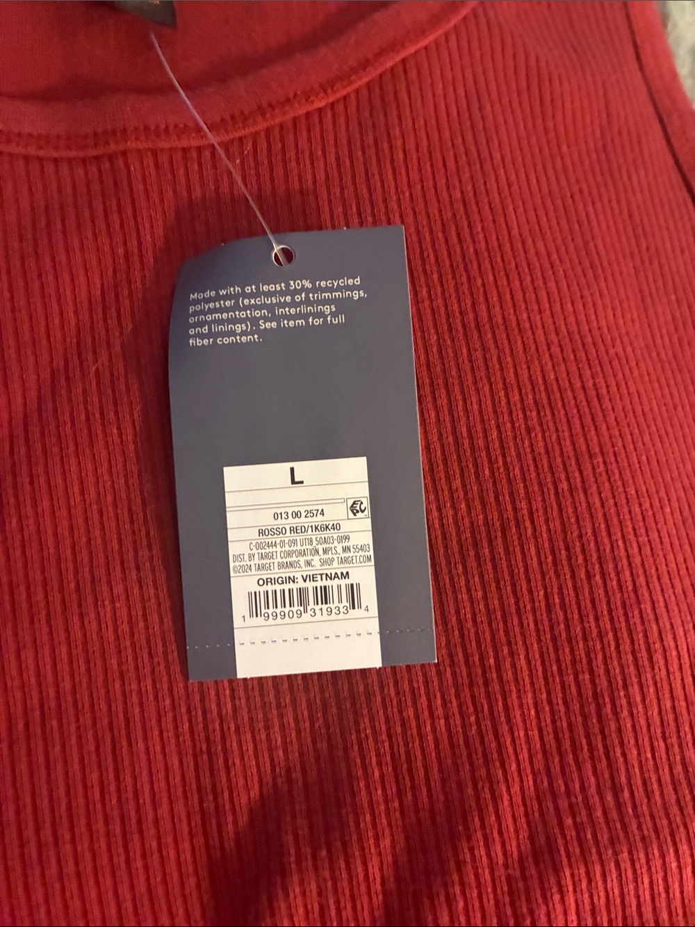 Universal Thread Ribbed Red Scoop Neck Tank Top - Picture 3 of 5